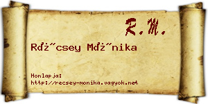 Récsey Mónika névjegykártya